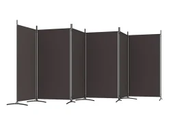 Mampara divisoria de 6 paneles Marrón 520x180 cm Tela