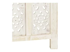 Mampara divisoria de 4 paneles Blanco 160x165 cm Madera de mango