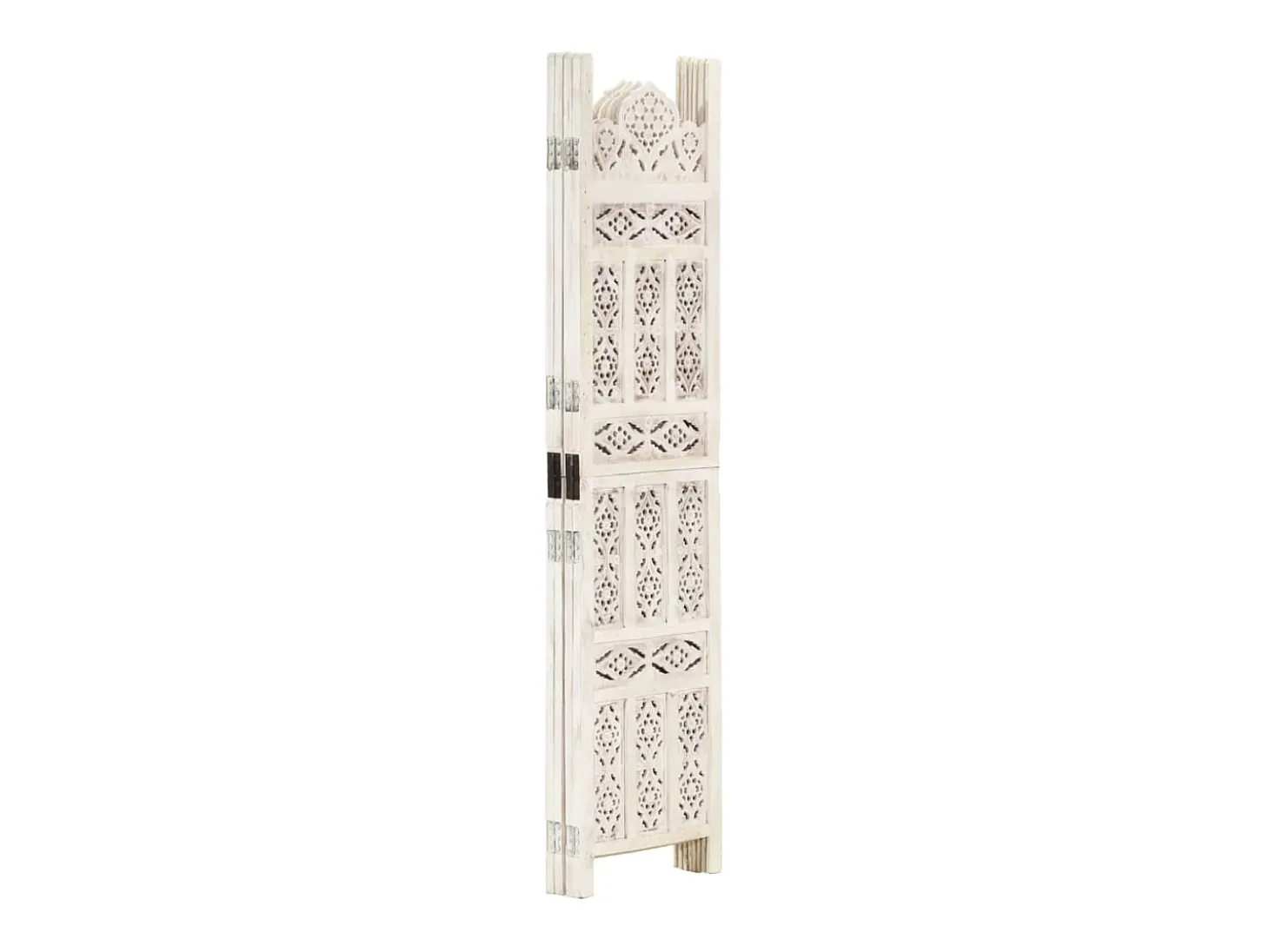 Mampara divisoria de 4 paneles Blanco 160x165 cm Madera de mango