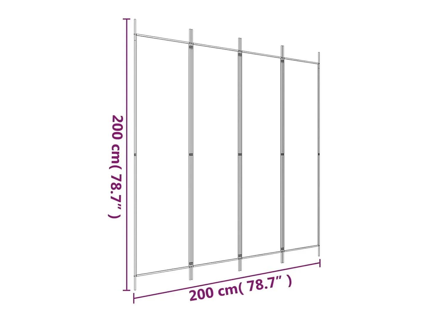 Mampara divisoria de 4 paneles Tela Blanca 200x200 cm