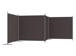 Mampara divisoria de 4 paneles Marrón 698x180 cm Tela