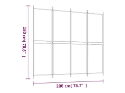 Mampara divisoria de 4 paneles Tela Blanca 200x180 cm