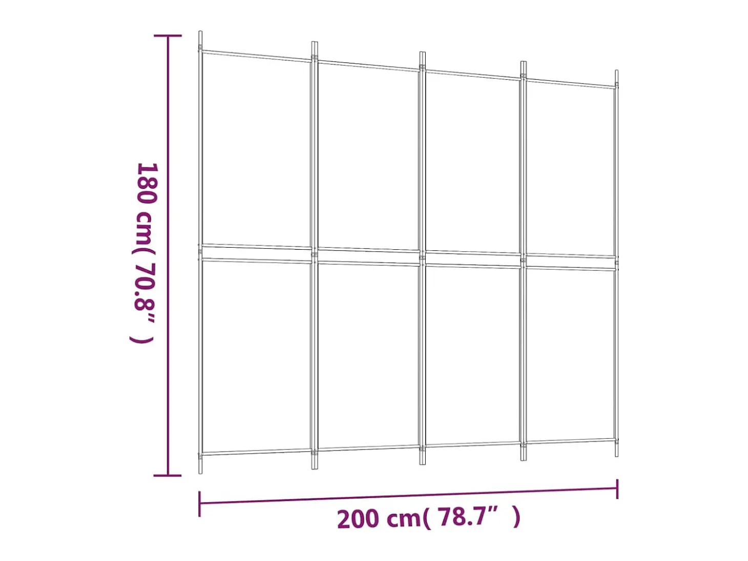 Mampara divisoria de 4 paneles Tela Blanca 200x180 cm