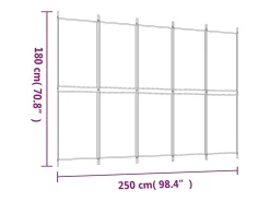 Mampara divisoria de 5 paneles Tela Blanca 250x180 cm
