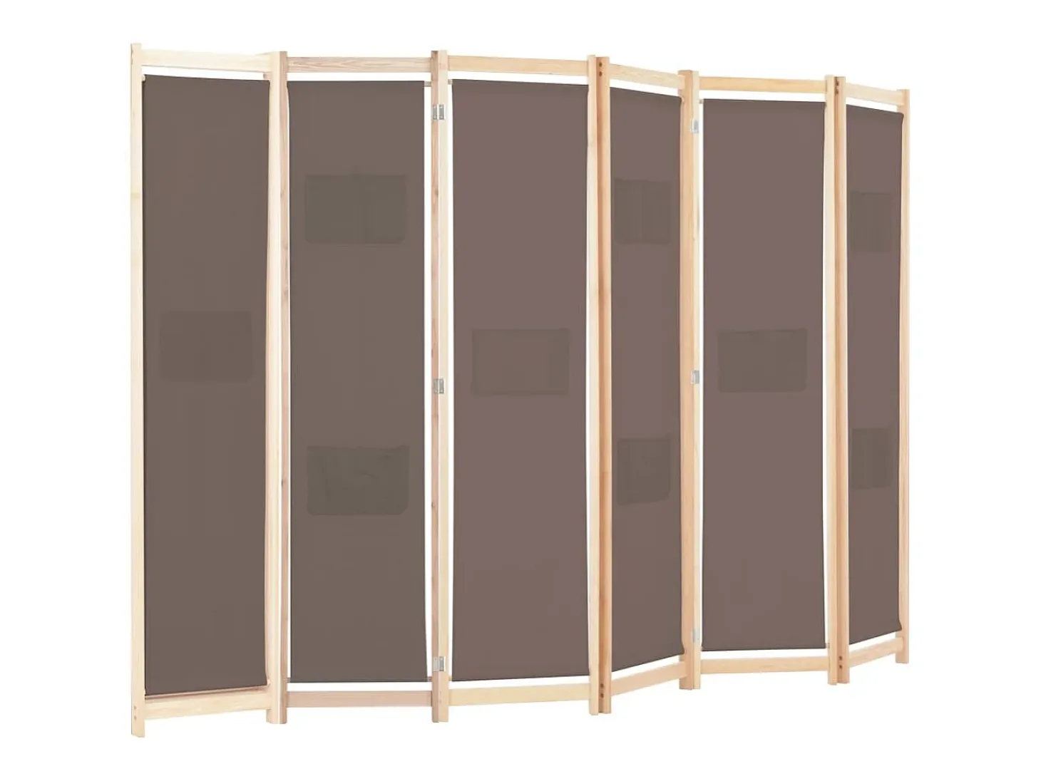 Mampara divisoria de 6 paneles Marrón 240 x 170 x 4 cm Tela