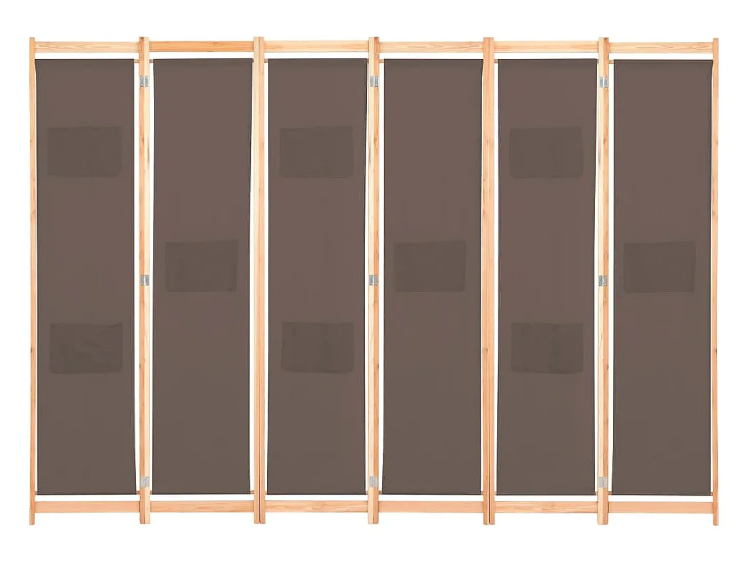 Mampara divisoria de 6 paneles Marrón 240 x 170 x 4 cm Tela