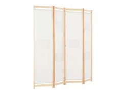 Mampara divisoria de 4 paneles Crema 160x170x4 cm Tela