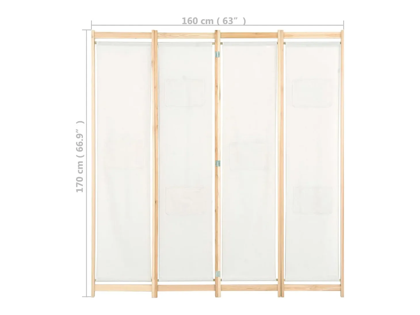 Mampara divisoria de 4 paneles Crema 160x170x4 cm Tela