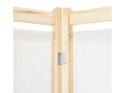 Mampara divisoria de 4 paneles Crema 160x170x4 cm Tela