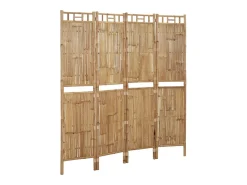Mampara divisoria de bambú de 4 paneles 160x180 cm