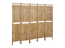 Mampara divisoria de bambú de 5 paneles 200x180 cm