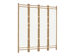 Mampara plegable 4 paneles 160 cm Bambú y lona