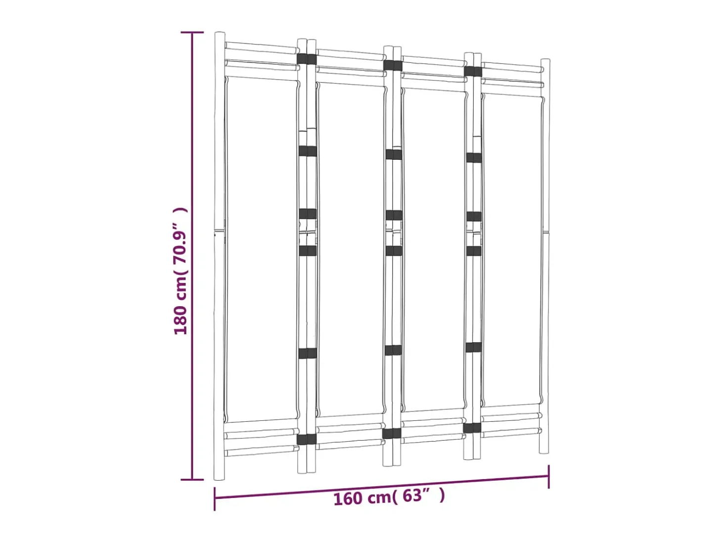 Mampara plegable 4 paneles 160 cm Bambú y lona