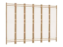 Mampara plegable 6 paneles 240 cm Bambú y lona