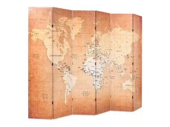 Mampara plegable 228 x 170 cm Mapa del Mundo Amarillo