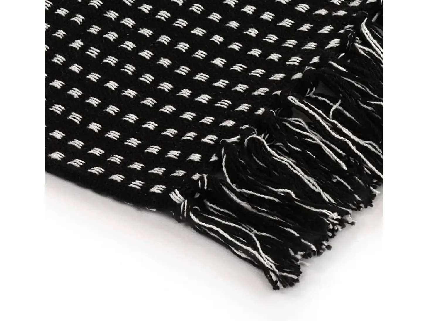 Manta a cuadros de algodón negro 160x210 cm ES627783
