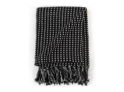 Manta a cuadros de algodón negro 160x210 cm ES627783