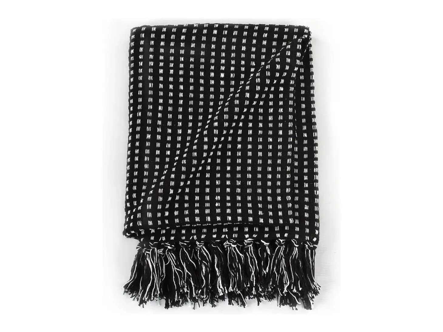 Manta a cuadros de algodón negro 160x210 cm ES627783