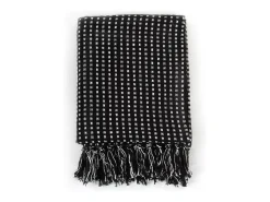 Manta a cuadros de algodón negro 125x150 cm ES440354