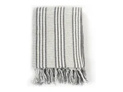 Manta a rayas de algodón gris y blanco 125x150 cm ES891306