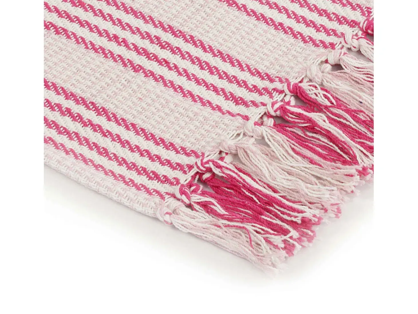 Manta a rayas de algodón rosa y blanco 125x150 cm ES200381