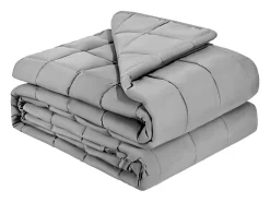 Manta con Peso SucceBuy, Edredón Pesado 223,5 x 264 cm, 11,5 kg, con Perlas de Vidrio, Apto para Personas de 113-140 kg, para Aliviar la Ansiedad y el Estrés, Gris