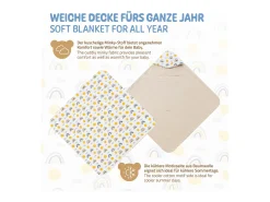 Manta de algodón con capucha para bebé para asiento de coche o cochecito arcoíris/beige