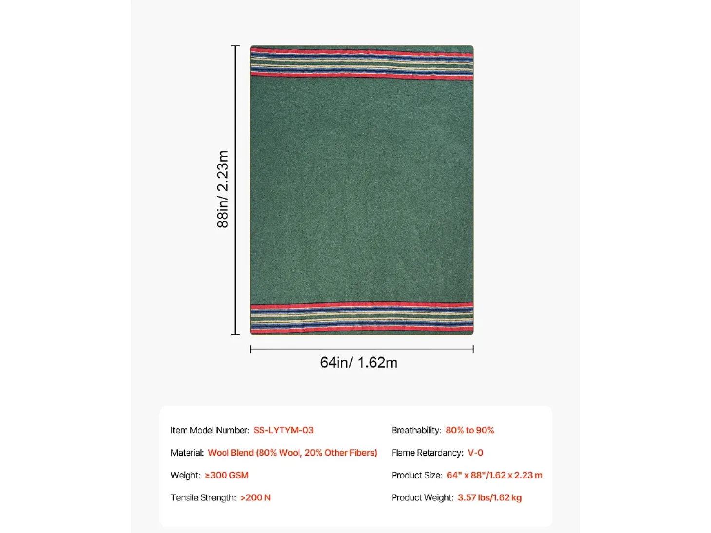 Manta de Camping de Lana SucceBuy, 162,56 cm x 223,52 cm, Cálida para Senderismo, Viajes, Camping, Textura