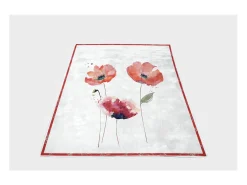 Manta de forro polar y sherpa con estampado de amapola 130x150 cm, por Soleil d'ocre