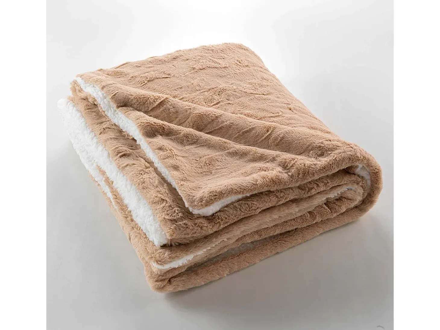 Manta de Imitación de Piel de Zorro "Foxy" 125x150cm Reversible Sherpa Confortable y Suave - Certificado Oeko-TEX