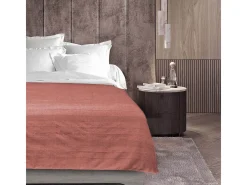 Manta lisa "Lucile" 220x240 cm de algodón-poliéster rosa, suave y resistente, lavable a mano