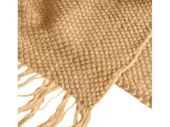 Manta marrón tostado texturizado y con flecos 180x220cm DENARLA - SACASA