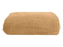 Manta marrón tostado texturizado y con flecos 180x220cm DENARLA - SACASA