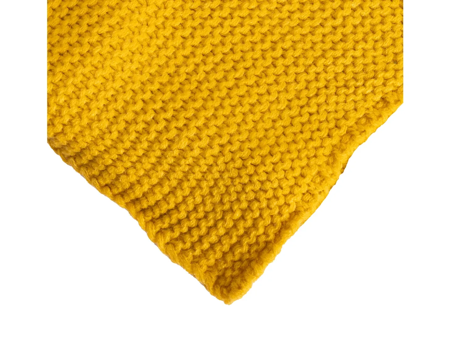 Manta plaid amarilla relieve con borlas 130x170cm TRICOT - SACASA