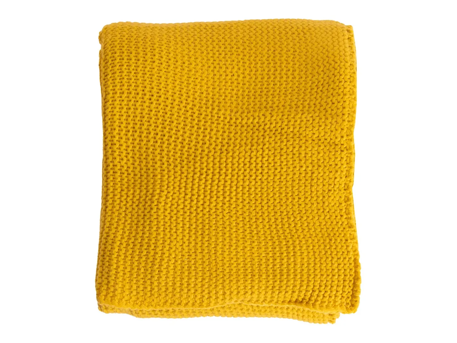 Manta plaid amarilla relieve con borlas 130x170cm TRICOT - SACASA