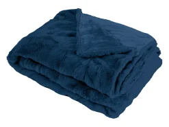 Manta plaid azul oscuro 130x170cm MINNOR - SACASA