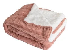 Manta plaid bitono rosa y blanco 180x220cm BERGIL - SACASA