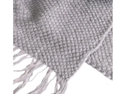 Manta plaid gris claro texturizado con flecos 130x170cm DENARLA - SACASA