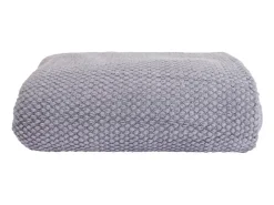 Manta plaid gris claro texturizado y con flecos 180x220cm DENARLA - SACASA