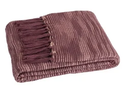 Manta plaid morado ciruela con flecos 130x170cm ANEVIK - SACASA