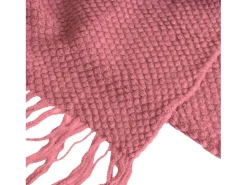 Manta plaid rosa frambuesa texturizado con flecos 180x220cm DENARLA - SACASA