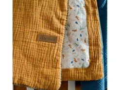 Manta reversible para bebé en doble gasa de algodón y jersey 75 x 100 cm