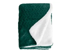 Manta verde oscuro y blanco relieve espiga 180x220cm SHERVALD - SACASA