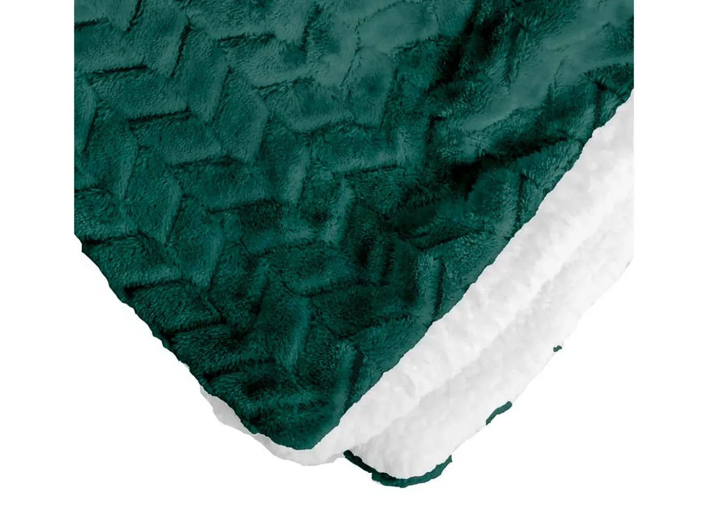 Manta verde oscuro y blanco relieve espiga 180x220cm SHERVALD - SACASA
