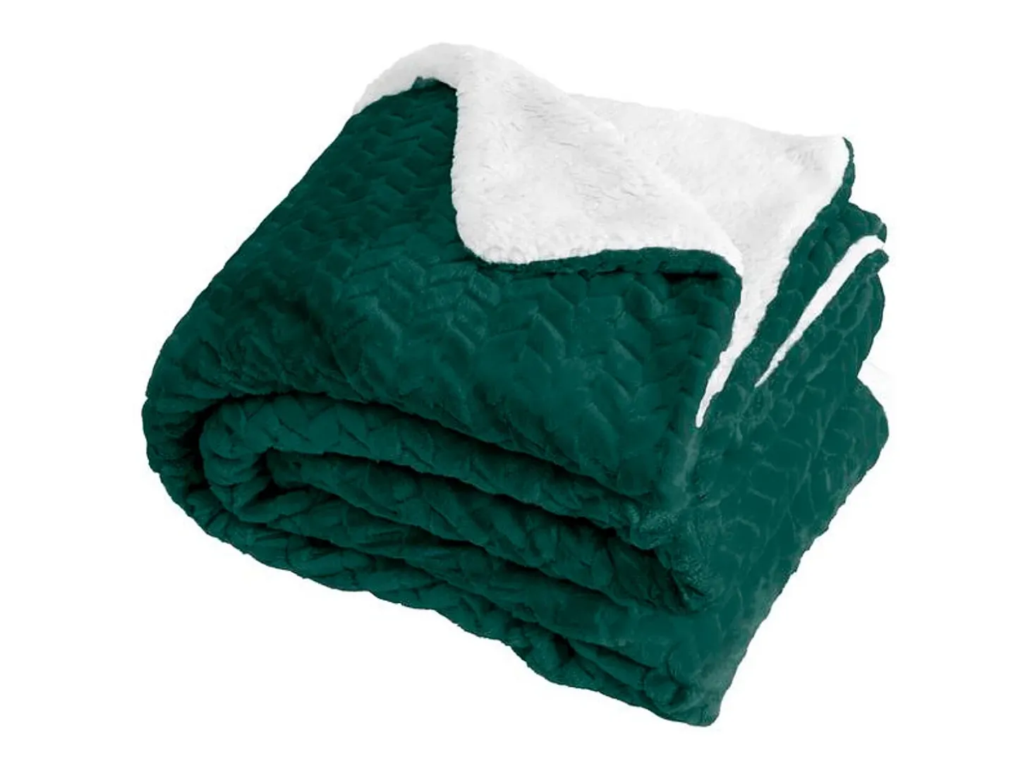 Manta verde oscuro y blanco relieve espiga 180x220cm SHERVALD - SACASA