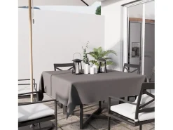 Mantel cuadrado antimanchas 180x180 cm ALIX gris, por Soleil d'Ocre