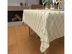 Mantel festivo rectangular antimanchas de puro algodón 160x300 cm plata CELESTE, por Soleil d'Ocre