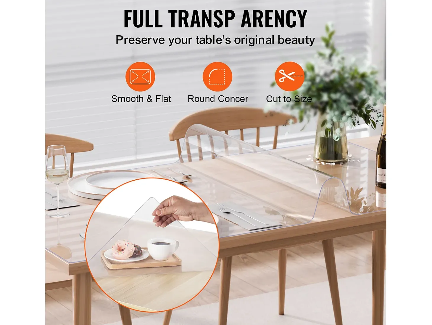 Mantel SucceBuy Protección de Mesa en PVC 35.6 X 61 CM, Tapete de Escritorio en Plástico Transparente, 0.15CM de Grosor