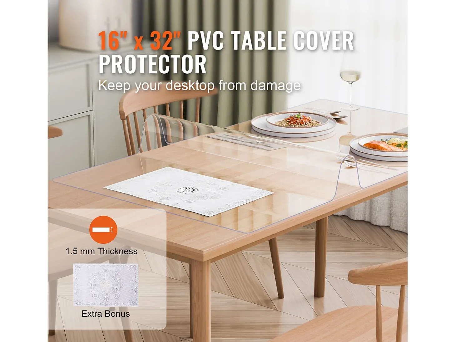 Mantel SucceBuy Protección de Mesa en PVC, 41 X 81 CM, Manguito en Plástico Transparente, 0.15CM de Grosor