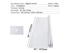 Mantel SucceBuy Protector de Mesa en PVC 137 X 137 CM, Protector de Escritorio en Plástico Transparente 0.2CM de Grosor